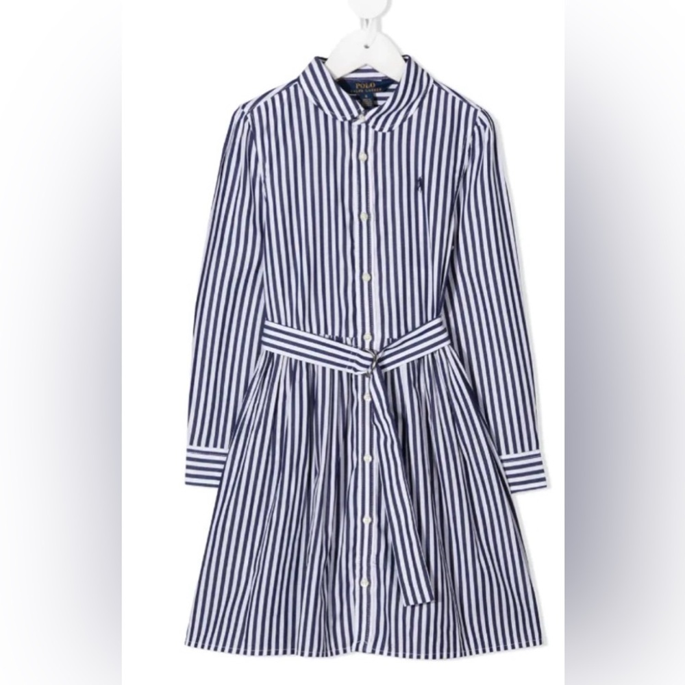 Polo Ralph Lauren Girls Navy and White Striped Shirt Dress Oxford dress